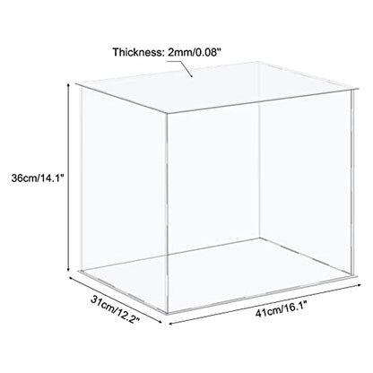 MECCANIXITY Acrylic Display Case Plastic Box Cube Storage Box Clear Assemble Showcase 16.1x12.2x14.1 Inch for Collectibles - size: 16.1x12.2x14.1 Inch