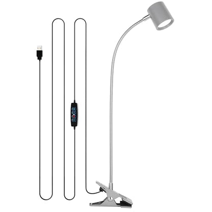 Dott Arts Desk Lamp,USB Clip On Light with 3 Color Modes,LED 10 Levels Brightness Reading Lamp, 360°Gooseneck Book Light,Eye-Care Reading Light for Home Office,Headboards Grey - color: Gray