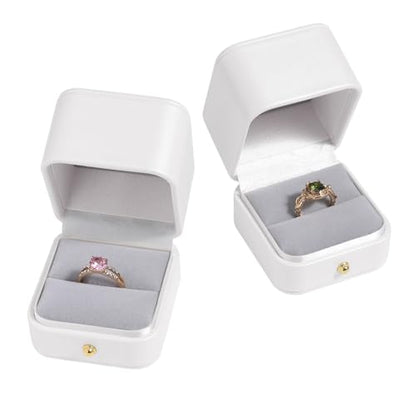 Velvet Ring Gift Box, Small Jewelry Earring Studs Holder Case for Wedding Day, Proposal, Engagement, Anniversary, Ring Display Storage Box for Women Girl (White S) - color: White S