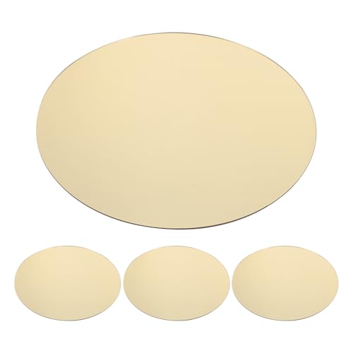 4pcs Gold Acrylic Round Mirrors - Wedding Table Centerpiece Tray Adhesive Wall Sticker Candle Plate for Birtdhay Photoshoot Perfume Cosmetic Jewelry Display - color: Golden