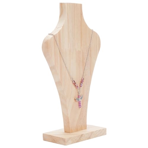Wooden Bust Necklace Display Stands Chain Holder Jewellery Stand Mannequin for Women Hanging Pendants Chains Natural Wood Jewellery Stand Necklace Organiser Boutiques Exhibition