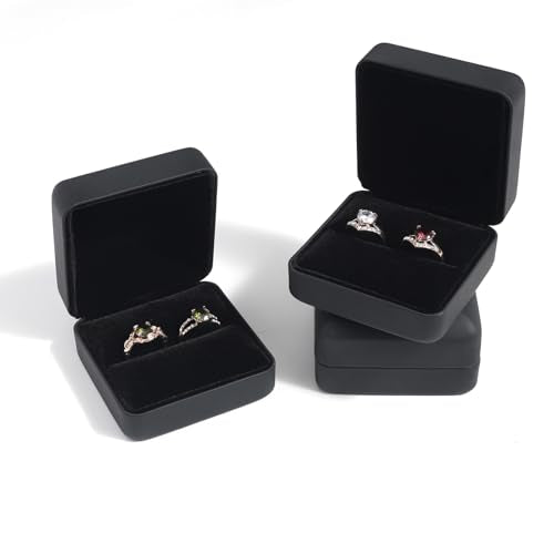 Velvet Ring Gift Box, Small Jewelry Earring Studs Holder Case for Wedding Day, Proposal, Engagement, Anniversary, Ring Display Storage Box for Women Girl (Black S) - color: Black S