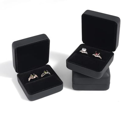 Velvet Ring Gift Box, Small Jewelry Earring Studs Holder Case for Wedding Day, Proposal, Engagement, Anniversary, Ring Display Storage Box for Women Girl (Black S) - color: Black S