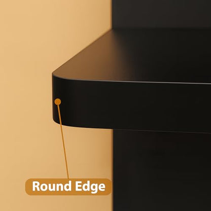 LitaEther Versatile 7 Tier Wall Shelf Unit,Black Lack Wall Shelf,Display Floating Shelf with Round Edge - color: Black, size: 7 tier