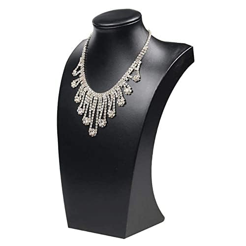 Homeanda Necklace Display Bust - PU Leather Jewelry Bust Stand for Photography, Boutique Display, and Home Organisation(Black-11.4"x6.7") - color: Black, size: 11.4"x6.7"
