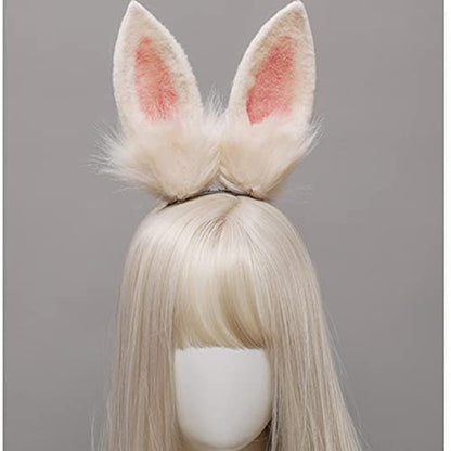Faylay Bunny Ear Women Rabbit Ear Faux Fur Headband Cosplay Headwear - color: Rbte-gray