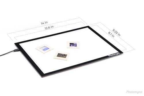 Photomyne A4 Slide Viewer | Light Pad Backlight | Negative Viewer | Film Negatives & Old Slides Scanning Light Box | Hands-Free Ultra-Thin Ultimate Brightness (Includes USB Adapter) - Black - style: Scanning