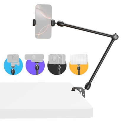SMALLRIG Desktop Magic Arm Support with Crab-Shaped Clamp Kit, Aluminum Alloy, 24.3x4.5x1.1 in, 0.6lb Payload, for Smartphones, Webcams, Action Cameras, 5624 - style: Gear & Ball Joints