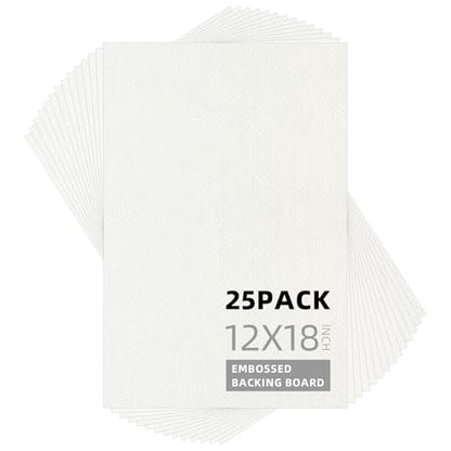 Somime 25 Pack Embossed Backing Boards Only, 12x18 Uncut White Mat Board, Acid Free Backer Boards Ideal for Photos, Pictures, Prints, Frames, and Artwork - size: 12x18