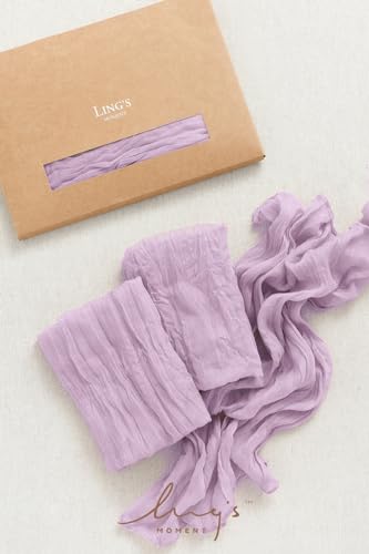 Ling's Moment Luxury Cloth Wedding Napkins - 19x19 Inch Reusable Cheesecloth Linen Napkins for Wedding Reception, Bridal Shower, Dinner Table - Washable, Durable (Set of 10), [Lilac] - color: Prpl-lilac