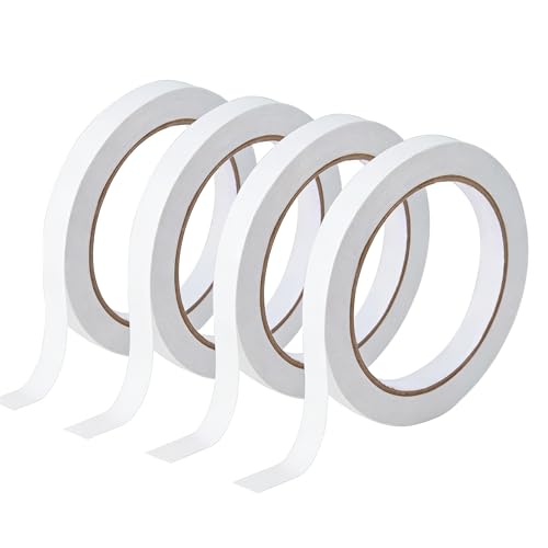 1/4" 4 Rolls Double Sided Adhesive Sticky Tape for Arts, DIY, Card Making, Crafts, Photography, Scrapbooking, Gift Wrapping, Office School Stationery Supplies, Home Supplies (Width: 6mm) - size: 1/4 in (6 mm)