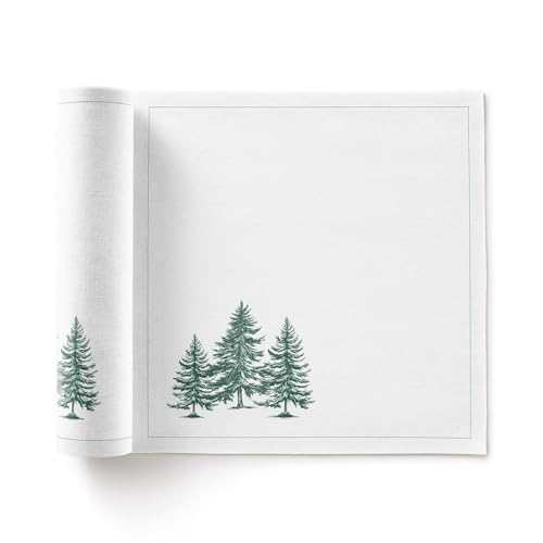 MY DRAP 100% Cotton Luncheon Napkins On A Roll, Tear & Serve, Forest pattern, 7.8x7.8", 12 Luxury Disposable Lunch Serviette, Perfect for Serving appetizers and under cutlery, Parties and Events. - color: Forest