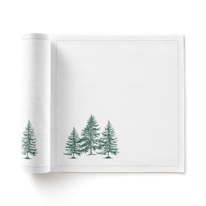 MY DRAP 100% Cotton Luncheon Napkins On A Roll, Tear & Serve, Forest pattern, 7.8x7.8", 12 Luxury Disposable Lunch Serviette, Perfect for Serving appetizers and under cutlery, Parties and Events. - color: Forest