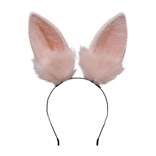 Faylay Bunny Ear Women Rabbit Ear Faux Fur Headband Cosplay Headwear - color: Rbte-pink