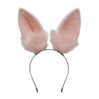 Faylay Bunny Ear Women Rabbit Ear Faux Fur Headband Cosplay Headwear - color: Rbte-pink
