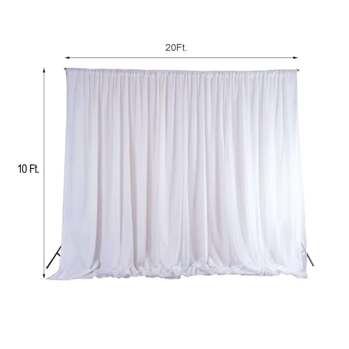 Efavormart 20ftx10ft White Dual Layered Chiffon Polyester Room Divider, Backdrop Curtain with Rod Pocket - color: White, size: 120"W x 240"L (Pack of 1)
