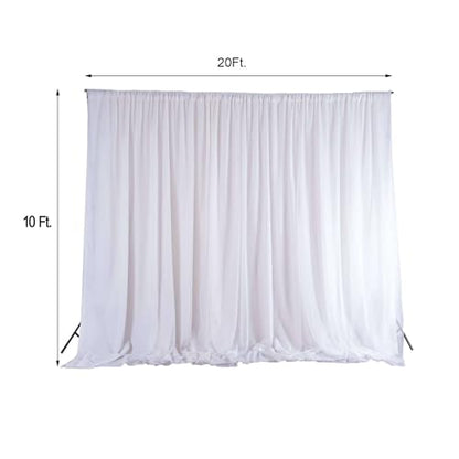 Efavormart 20ftx10ft White Dual Layered Chiffon Polyester Room Divider, Backdrop Curtain with Rod Pocket - color: White, size: 120"W x 240"L (Pack of 1)