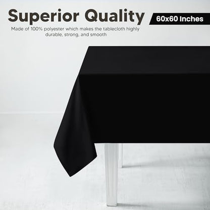 Utopia Kitchen Rectangle Table Cloth 2 Pack(60x60 Inches, Black), Tablecloth Machine Washable, Polyester Table Cover for Dining, Buffet Parties, Picnics, Events, Weddings and Restaurants - color: Black, size: 2 Pack 60x60 Inch Tablecloth