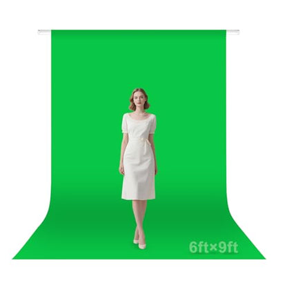 Green Screen Backdrop, 6×9FT Photography Chromakey Greenscreen Background Sheet for Zoom Meeting, Polyester Fabric Cloth Curtain for Photo Video Studio, Party, Live Streaming, Photoshoot - size: 6x9ft