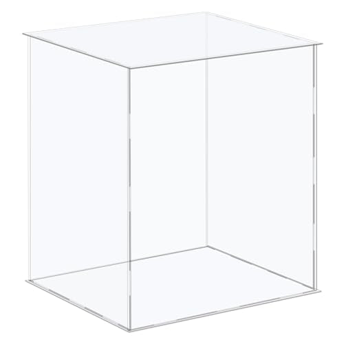 MECCANIXITY Acrylic Display Case Plastic Box Cube Storage Box Clear Assemble Showcase 12.2x12.2x16.1 Inch for Collectibles - size: 12.2x12.2x16.1 Inch