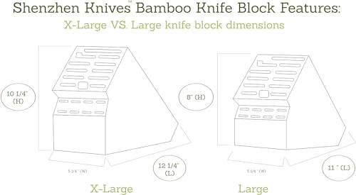 Shenzhen Knives 20 Slot Universal Knife Block: Large Bamboo Finish Wood Knife Block without Knives - Countertop Butcher Block Knife Holder and Organizer with Wide Slots for Easy Kitchen Knife Storage - size: Large