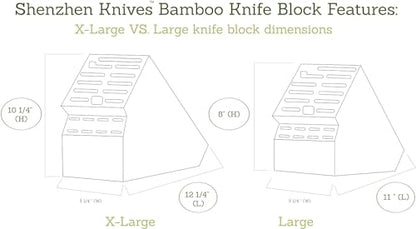Shenzhen Knives 20 Slot Universal Knife Block: Large Bamboo Finish Wood Knife Block without Knives - Countertop Butcher Block Knife Holder and Organizer with Wide Slots for Easy Kitchen Knife Storage - size: Large