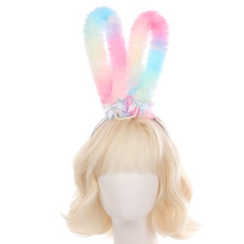 Easter Rabbits Ears Hairband Photo Props Easter Hair Hoop Hairband Party Headpiece Fun Headbands for Music Festival(Blue)