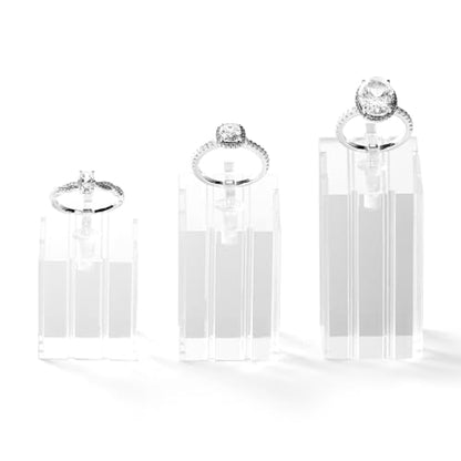 3 Piece Acrylic Ring Display Stand Ring Holder Jewelry Display Holders Showcase (Clear) - color: Clear