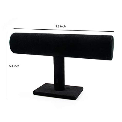 Foraineam 4-Pack Black Velvet T-Bar Jewelry Display Stands Watch Necklace Bracelet Organizer