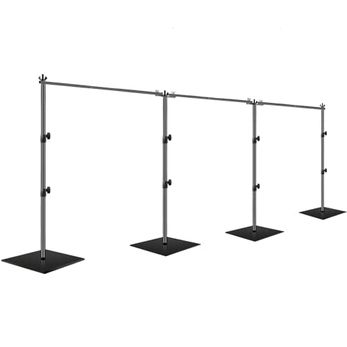 EMART 7x30ft(HxW) Photography Backdrop Stand for Parties, Adjustable Pipe and Drape Background Support Frame Kit with Heavy Duty Metal Steel Base, Photo Back Drop Holder for Birthday Wedding - Black - size: 7×30ft