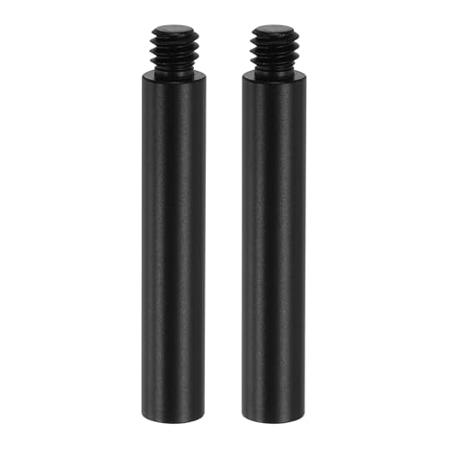 PATIKIL 2" Metal Extension Rod, 2 Pcs 1/4"-20 Female to Male Thread 0.31" Aluminum Alloy Lightweight Stabilizer Accessory Mount Tripod Extender Tube for Tripod DSLR Action Cameras, Black - color: Black, size: 1/4"-20, 2" Length, 0.31" Rod