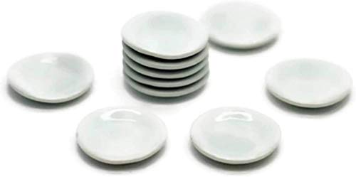 1shopforyou 10 White Round Dish Mini Ceramic Plates Decorative Accents – Small Display Pieces for Home Décor & Craft Styling