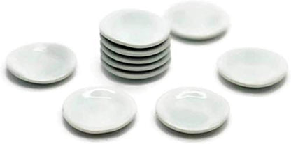1shopforyou 10 White Round Dish Mini Ceramic Plates Decorative Accents – Small Display Pieces for Home Décor & Craft Styling