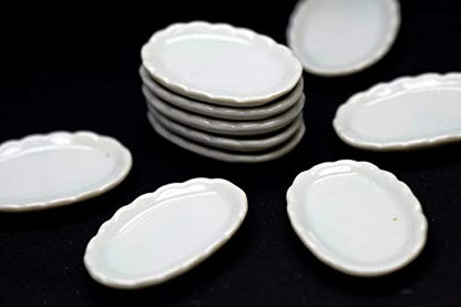 10 White Cearmic Plate Dish Bowl Dollhouse Miniatures Food Kitchen No 1 by Cool Price