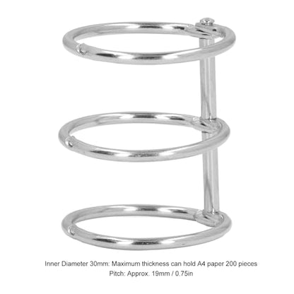 3 Ring Metal Loose Leaf Binders Stainless Steel Book Rings Photo Album Binding Spines for Notebook Travel Diary 10Pcs (30mm) - size: 30mm
