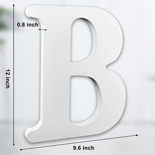 AOCEAN 12 Inch White Big Wood Letters Unfinished Wooden Letters for Wall Decor Decorative Standing Letters Slices Sign Board Decoration for Craft Home Party Projects (B) - color: B