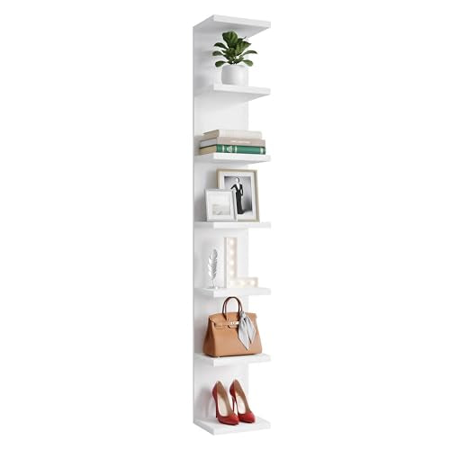 7 Tier Wall Shelf Unit & Lack Shelf, Versatile Floating Shelves for Wall, Bedroom Book Shelf, Vanity Display Shelves, Tall Decorative Shelving Unit, Long Shelves for Storage White - style: 7 tier wall shelf -White