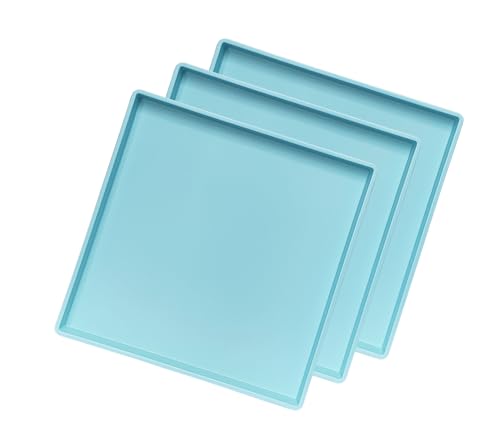 Small Square Tray (9 inch) 3 Pack, Durable Blue Tray for Desserts & Organization, Lightweight for Coffee, Drinks, Party, Seasoning, Perfume and Display. - color: Blue - 3 Tray, size: 9" x 9" x 0.8"