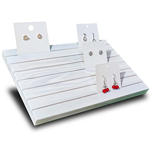 Wooden Portable Earring Display Stand Greeting card Business Card display Stand Earring card holder display stand for vendors Earring Cardboard for Selling Vintage White - color: White