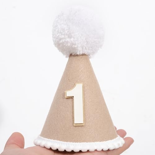 Boho First Birthday Hat-Natural 1st Birthday Boho Decorations,One Birthday Costume Headwear,Cake Smash Photo Prop - color: Brown