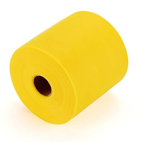 Tulle Fabric Roll, 6” by 200 Yards (600FT) Tulle Organza Fabric Spool for DIY Tutu Skirt Baby Shower Decor Wedding Backdrop Crafts Birthday Party Supplies (Yellow) - color: Yellow