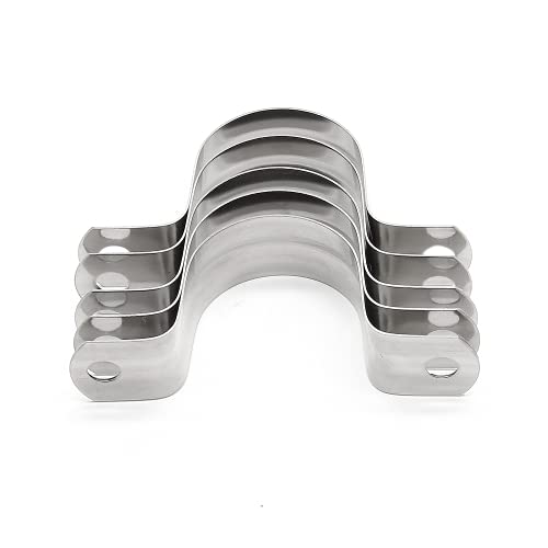 16Pcs 1 1/4 Inch Stainless Steel Conduit Clamps, Two Hole Strap U Bracket Rigid Pipe Strap Metal U Clamp Conduit Strap Tension Clips U-tube Clamp Heavy Duty - size: 1-1/4" / 32mm
