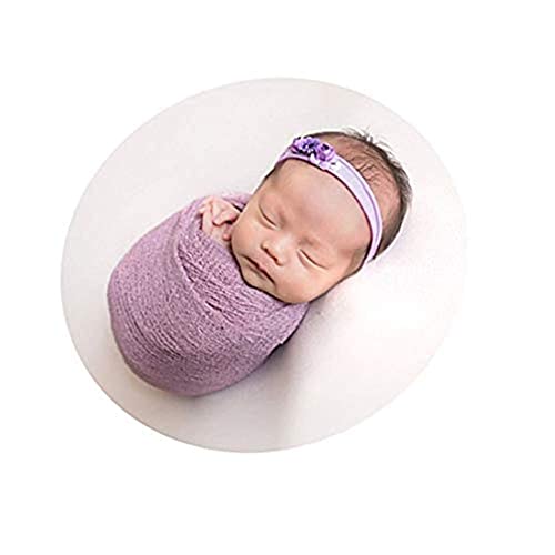 Coberllus Newborn Baby Photo Props Wrap Cloth Blanket Swaddle for Boys Girls Photography Shoot (Purple) - color: Purple