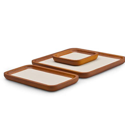 Oirlv Solid Wood Jewelry Tray Jewelry Display Holder Showcase Jewelry Display Organizer (Large, Creamy-white) - color: Creamy-white, size: 13.78"x 9.45"x 0.59"