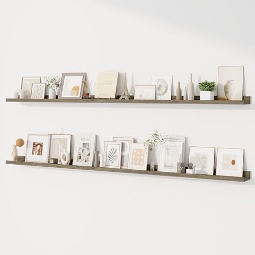 Dreamland Picture Ledge Shelf for Wall, Floating Shelves Set of 2,72 inch Long Floating Shelves with Lip for Living Room,Bedroom,Bathroom,Kitchen,Grey - color: Grey, size: 72inch