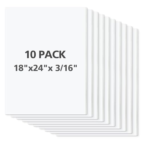 Mat Board Center Premium White Foam Core Board - 18x24 Inches, 3/16 Thick - 10 Pack, Acid-Free - Ideal for Mounting, Crafts, Art, and Presentations - color: White, size: 18x24