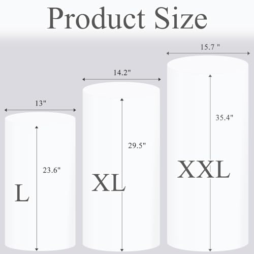 Socomi Cylinder Pedestal Stand Covers Spandex Flexible Display Box for Birthday Party Wedding Baby Shower Decoration- Only Covers Included, Set of 3 White - color: White, size: Set of 3