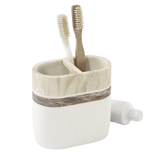 Izod – Toothbrush Holder, Hand-Painted Resin with Marble Detail, Modern Home Decor – Perfect for Organizing Bathroom Essentials (Tidal) - size: Toothbrush Holder