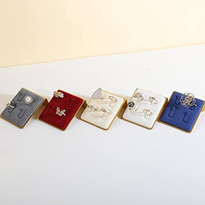Beige Ring Display for Selling, Jewelry Ring Organizer-Velvet Metal Series - color: Cream