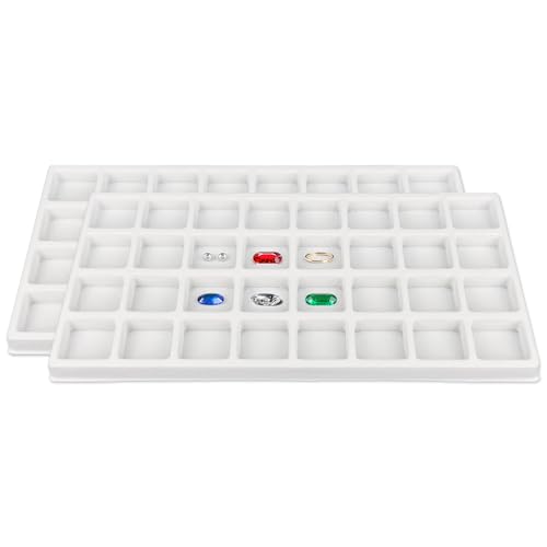 TheDisplayGuys For Your Modern Living 2-Pack 32-Compartments Flocked Velvet Jewelry Display Inserts - Tray/Case Liners - Ring Earrings Storage, (White) by The Display Guys - color: White, size: Compartments - 32